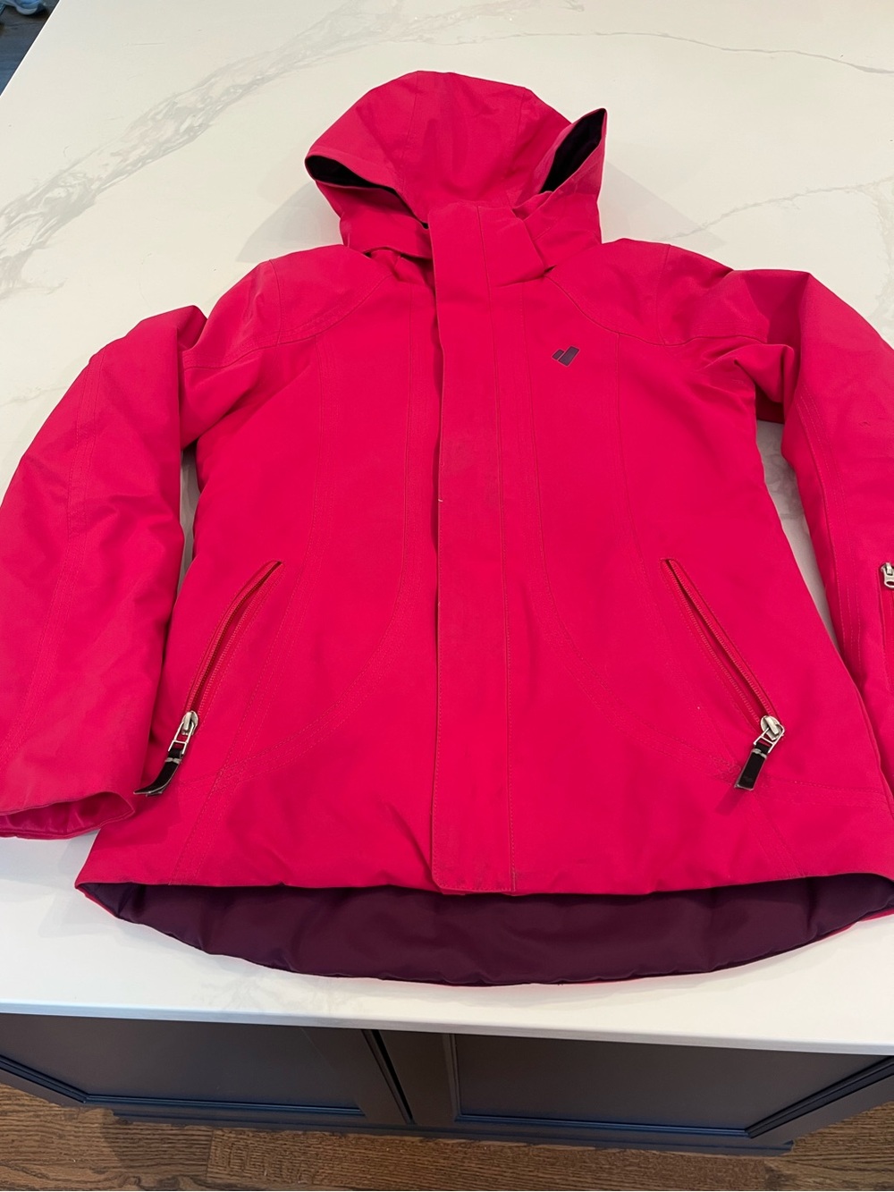 Obermeyer, Sz M Kids 10/12 Waterproof Hooded Jacket - Hot Pink by